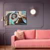Abstract canvas wall art: Faces among waves of colors - Image 3