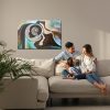 Abstract canvas wall art: Faces among waves of colors - Image 6