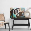 Abstract canvas wall art: Faces among waves of colors - Image 5