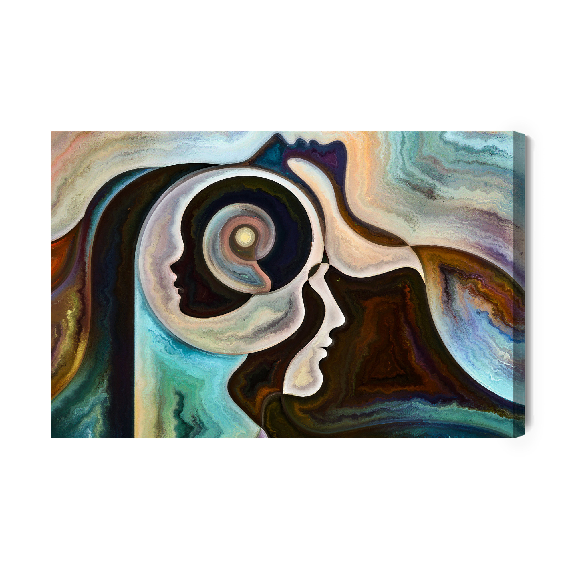 Abstract canvas wall art: Faces among waves of colors - Image 2