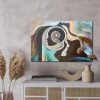 Abstract canvas wall art: Faces among waves of colors - Image 2