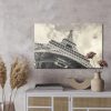 Canvas wall art: Eiffel Tower in black and white – perspective from the base - Image 2