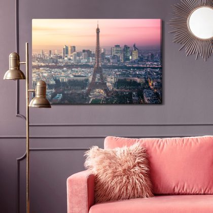 Obraz na płótnie: Panorama Paryża z Wieżą Eiffla o zachodzie