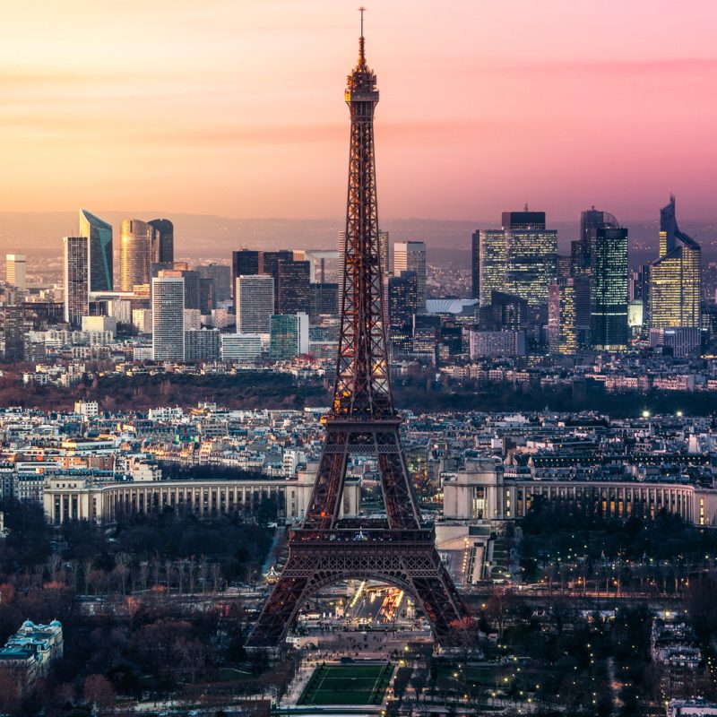 Canvas Art: Paris Skyline with the Eiffel Tower at Sunset