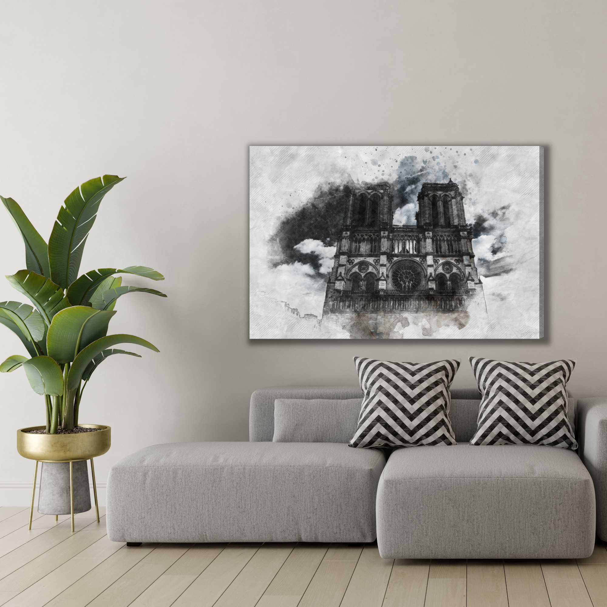 Canvas Wall Art: Notre-Dame in Watercolor Mist, Paris - Image 4