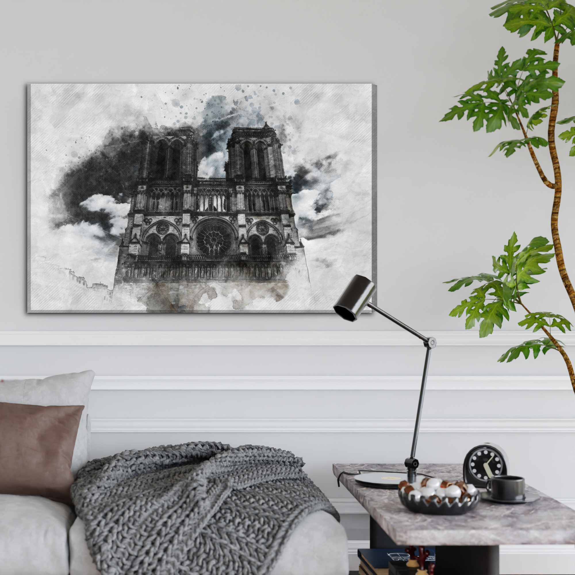 Canvas Wall Art: Notre-Dame in Watercolor Mist, Paris - Image 3