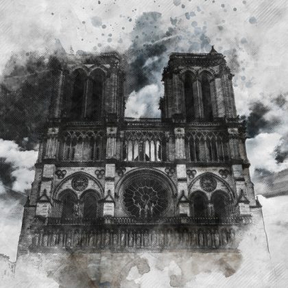 Artistic Canvas Wall Art: Notre Dame in the Mist – Parisian Elegance