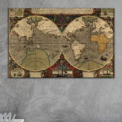 Canvas Art: Antique World Map – Vintage Retro Decoration