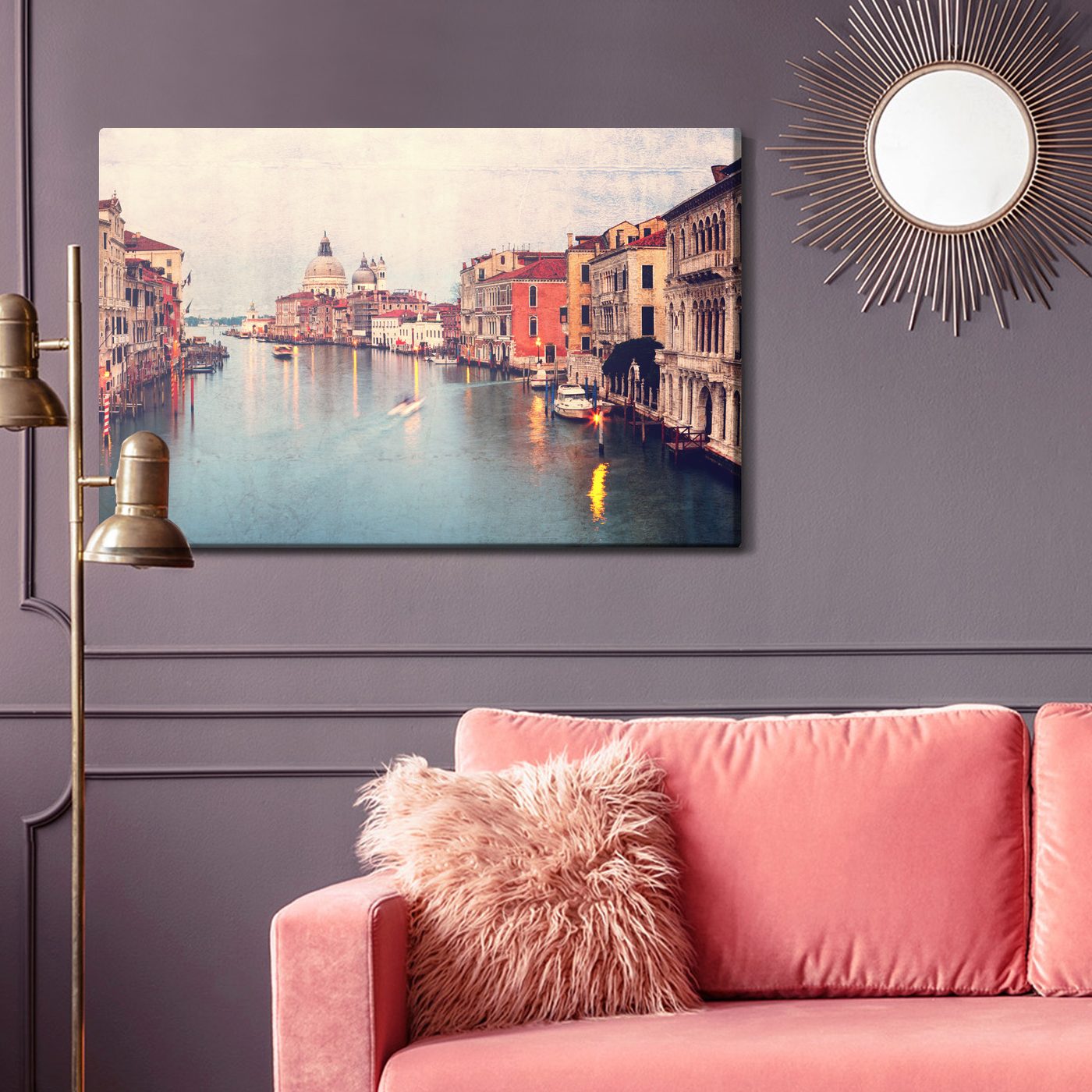 Canvas print Venice canal view at dusk