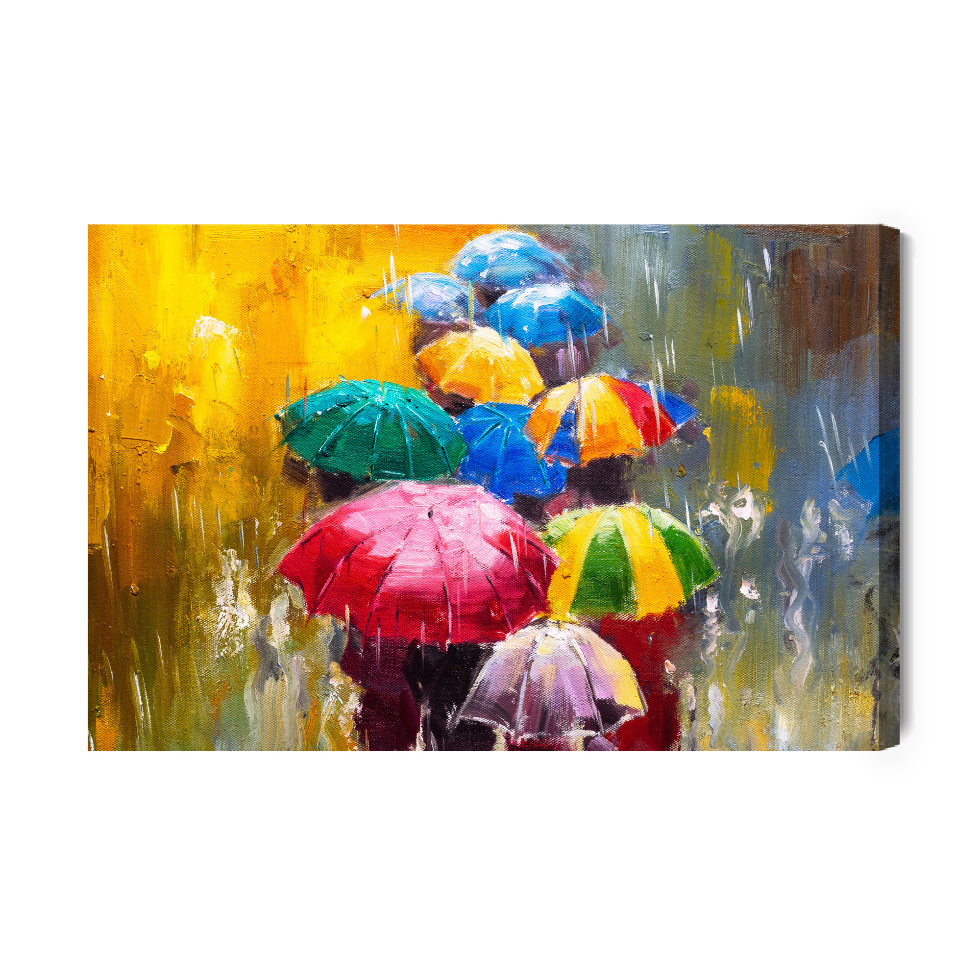 Canvas print colorful umbrellas in the rain - Image 2