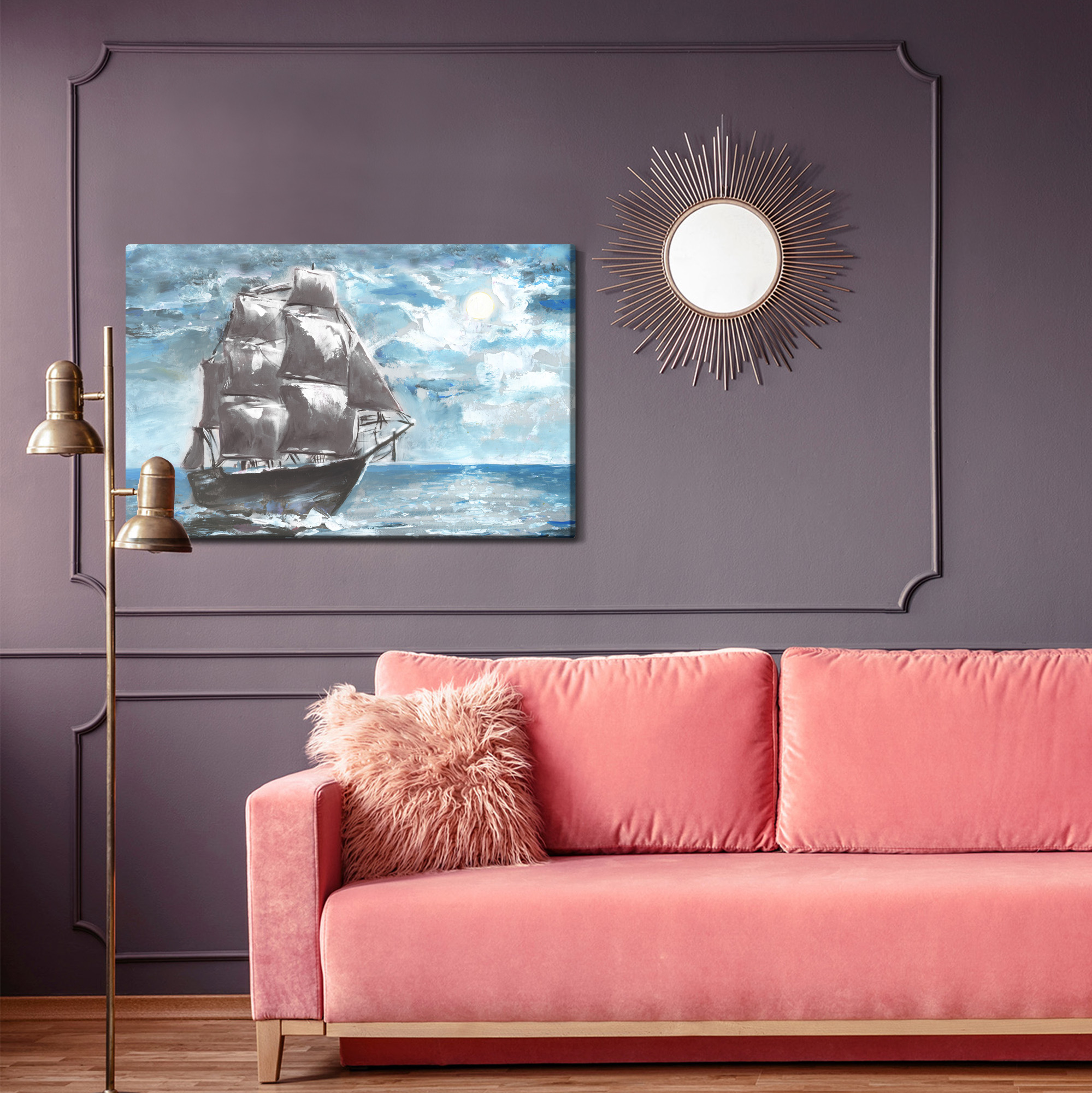 Canvas Print: Sailboat at Sea in Sunlight – for Living Room and Office - Image 4