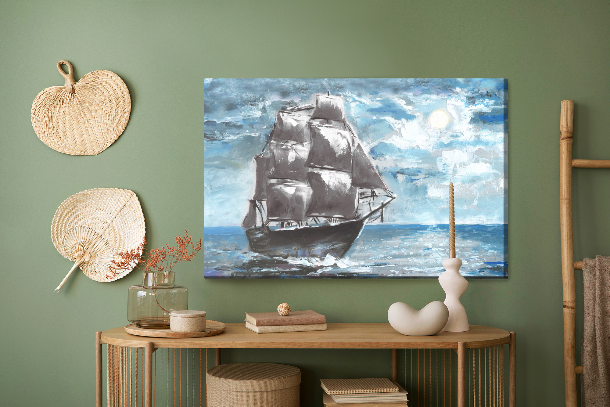 Canvas Print: Sailboat at Sea in Sunlight – for Living Room and Office - Image 5