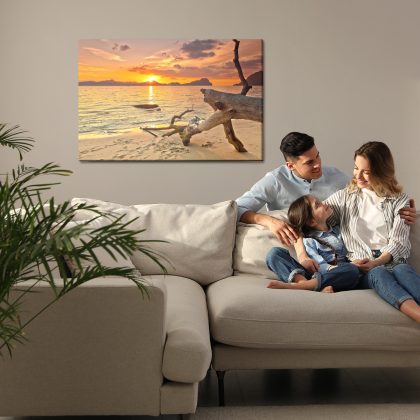 Obraz na płótnie Złoty zachód słońca nad spokojnym morzem