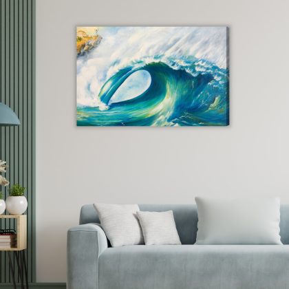 Canvas print Power of a wave in ocean turquoises
