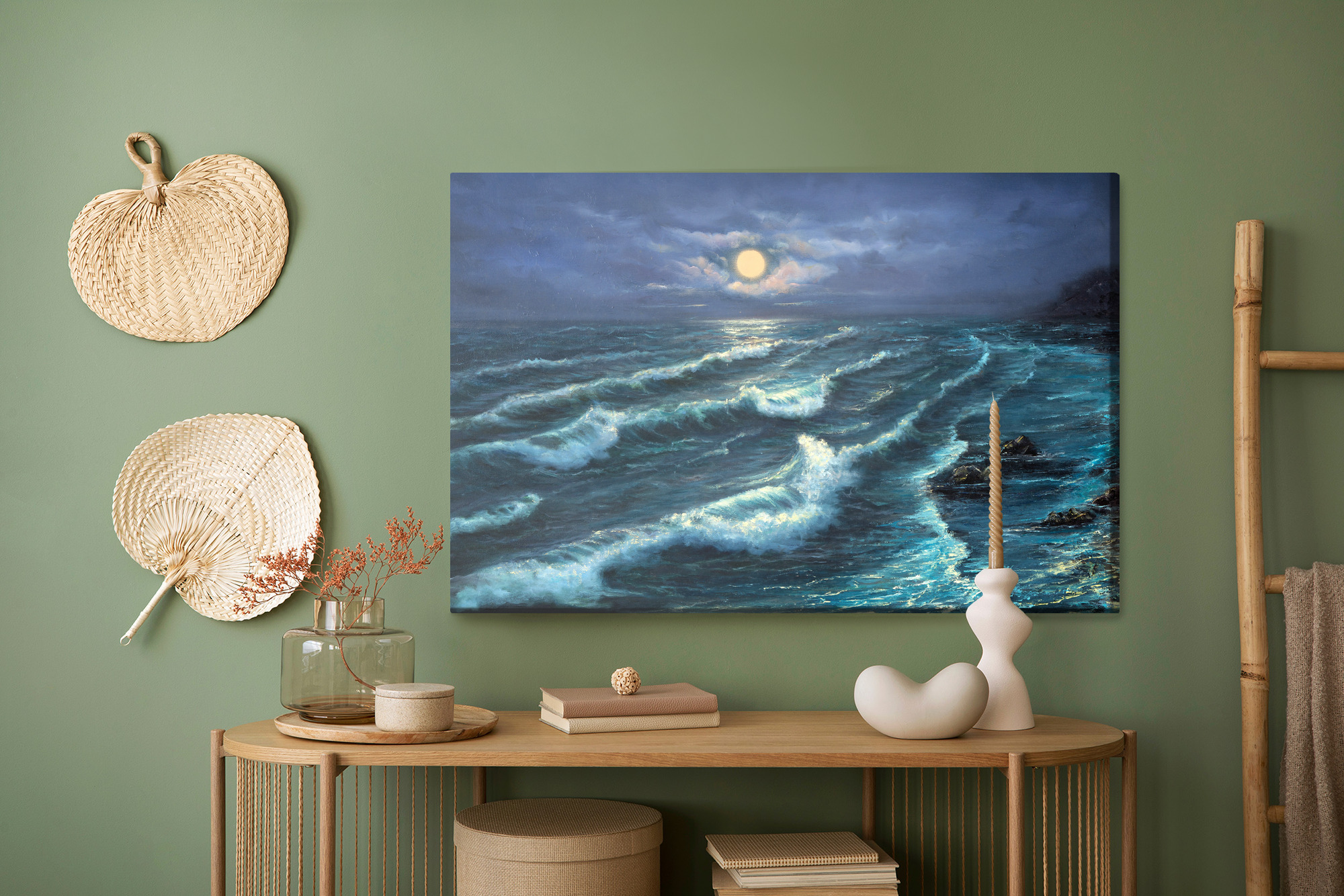 Canvas print Night sea in moonlight - Image 7