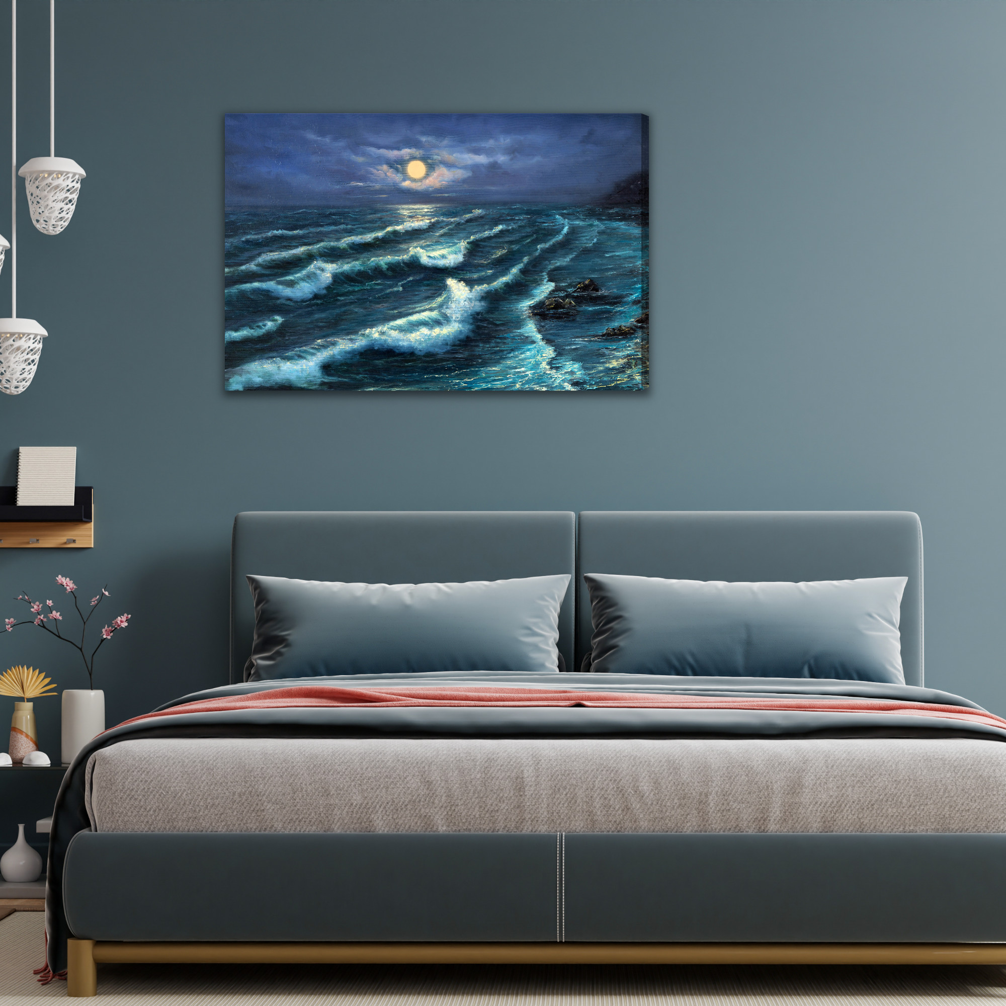 Canvas print Night sea in moonlight - Image 3