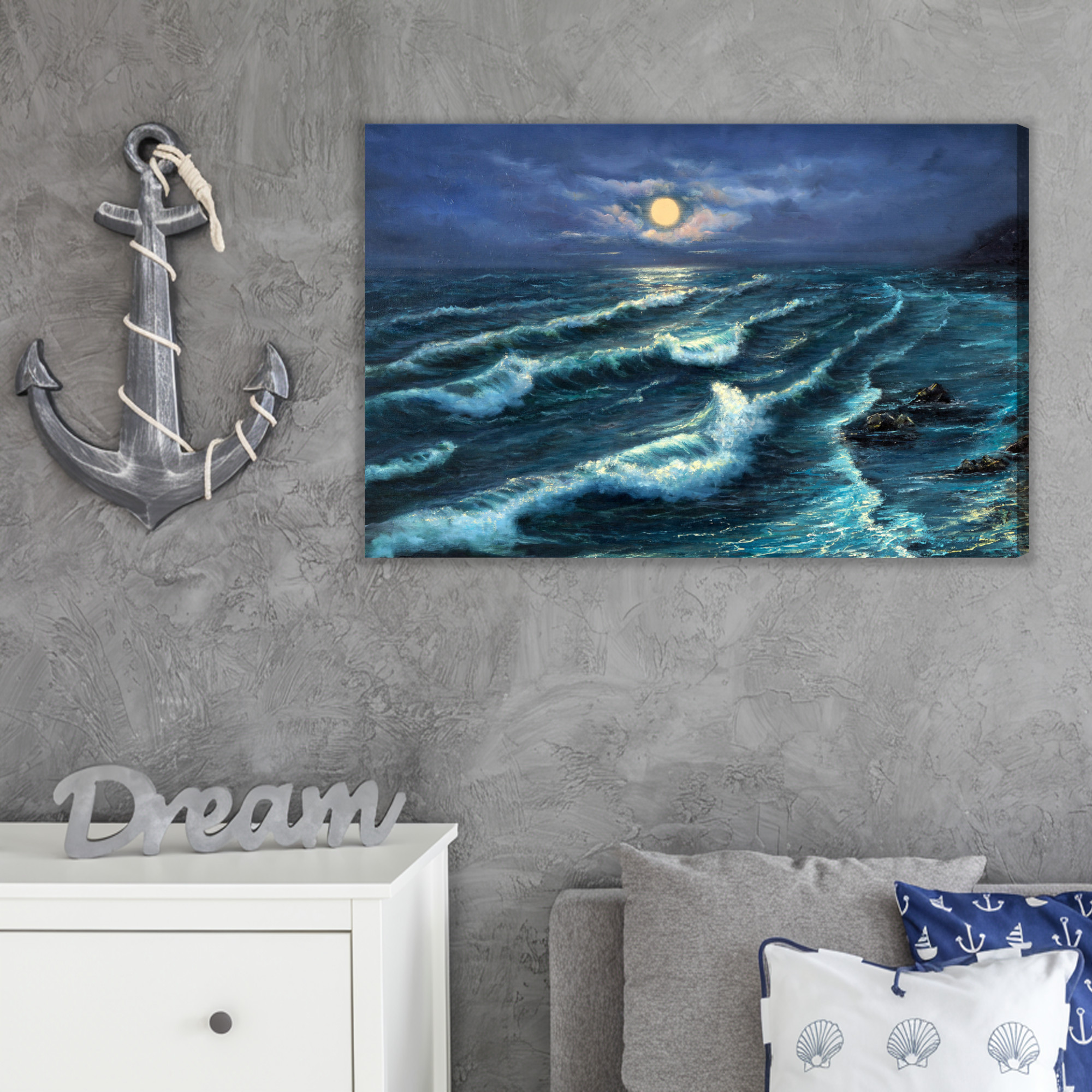 Canvas print Night sea in moonlight - Image 4
