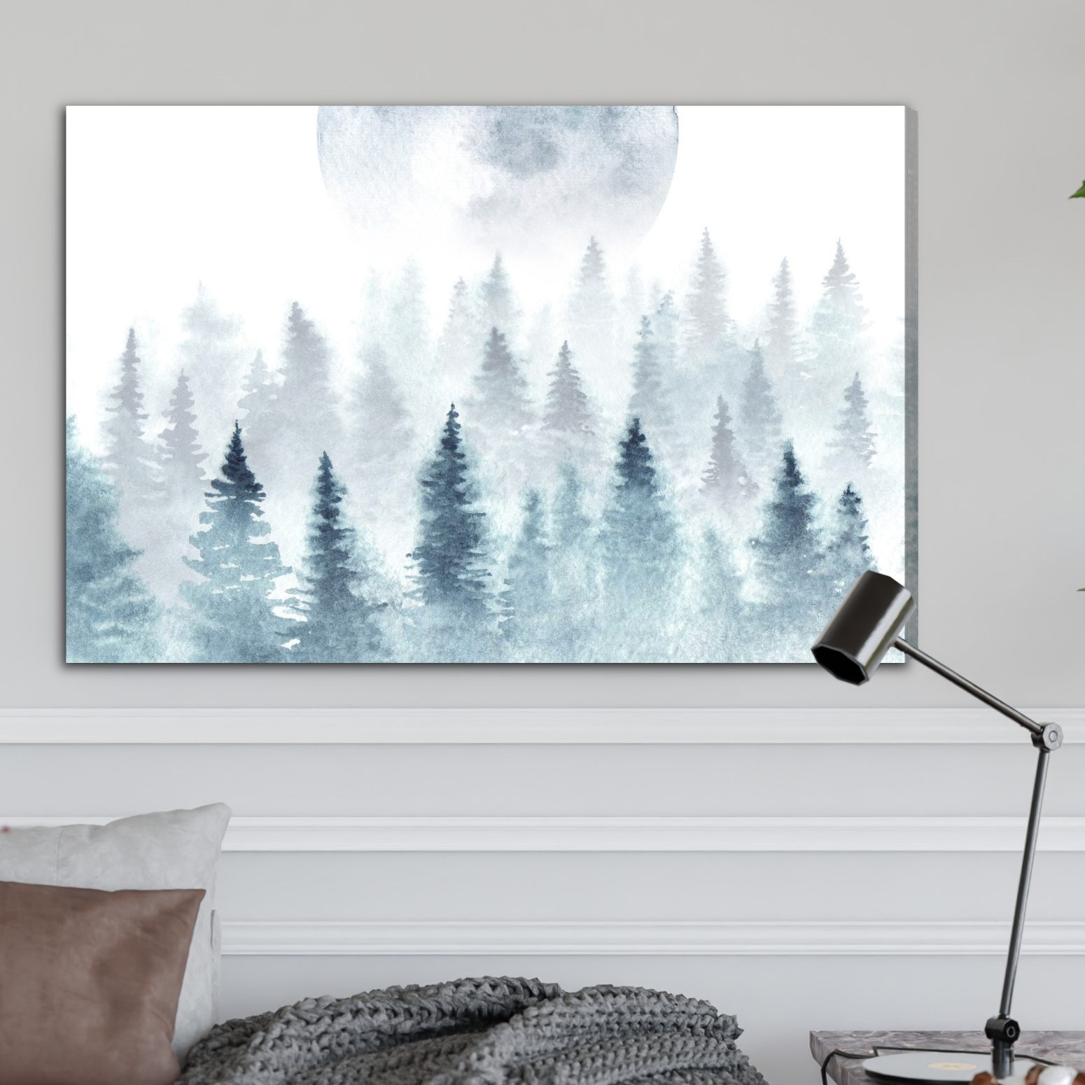 Moonlit Misty Forest – Canvas Wall Art for Living Room
