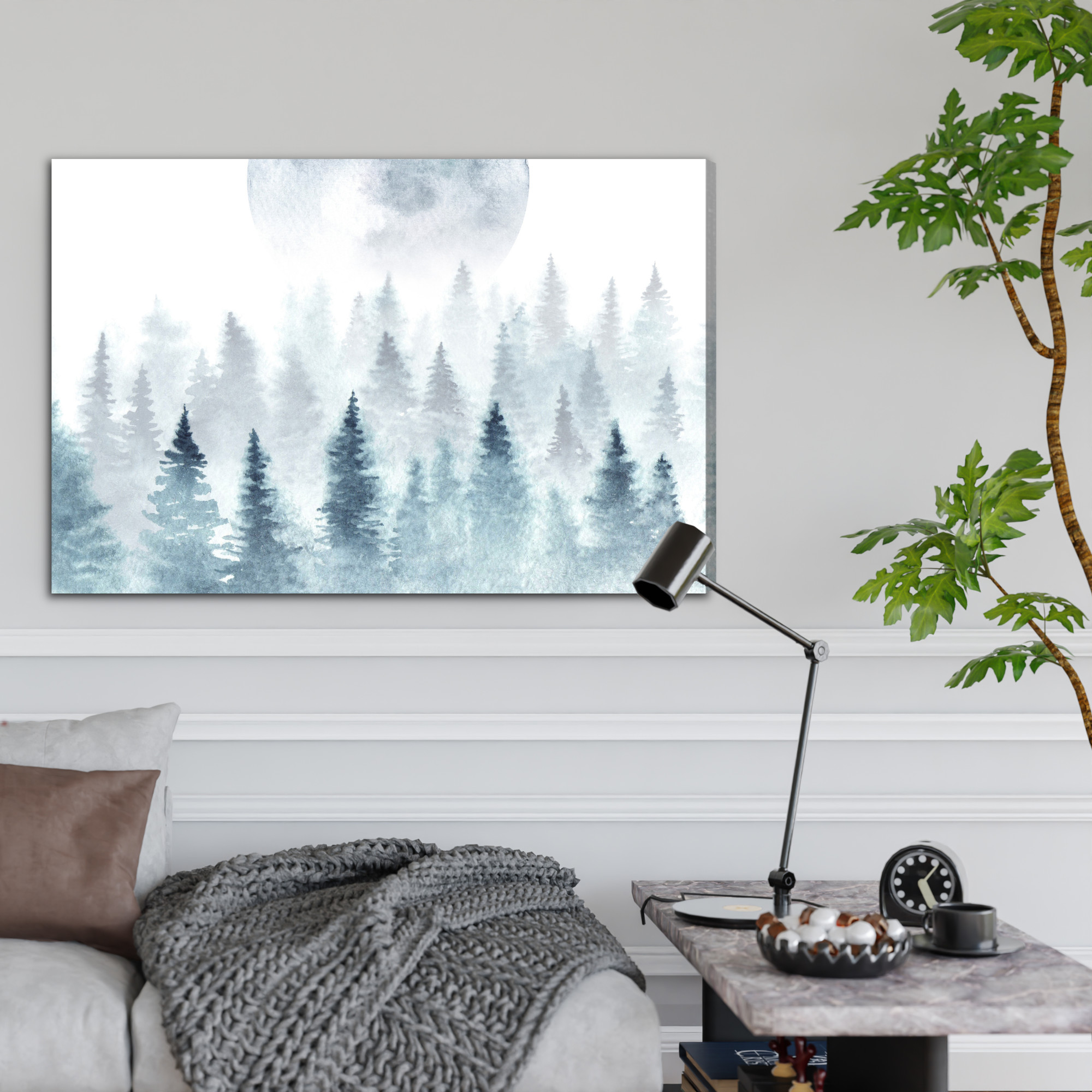 Moonlit Misty Forest – Canvas Wall Art for Living Room - Image 3