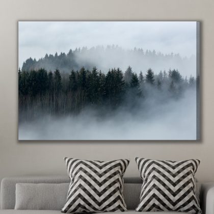 Canvas Art: Forest in the Fog – Mysterious Landscape of Nature