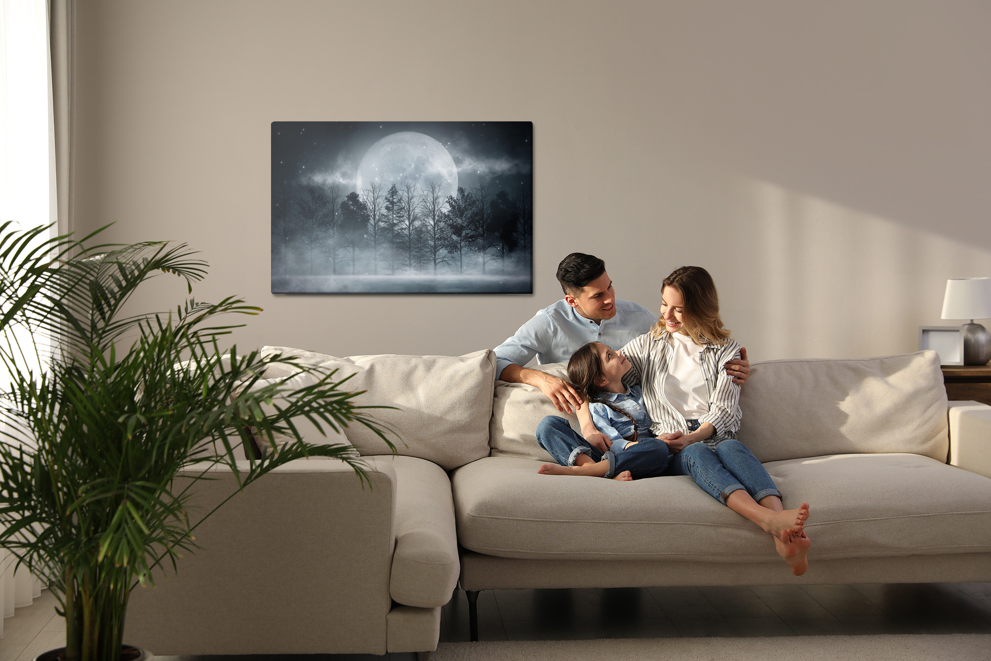 Night Moon over the Forest – Mysterious Modern Canvas Wall Art for Living Room and Bedroom - Image 7