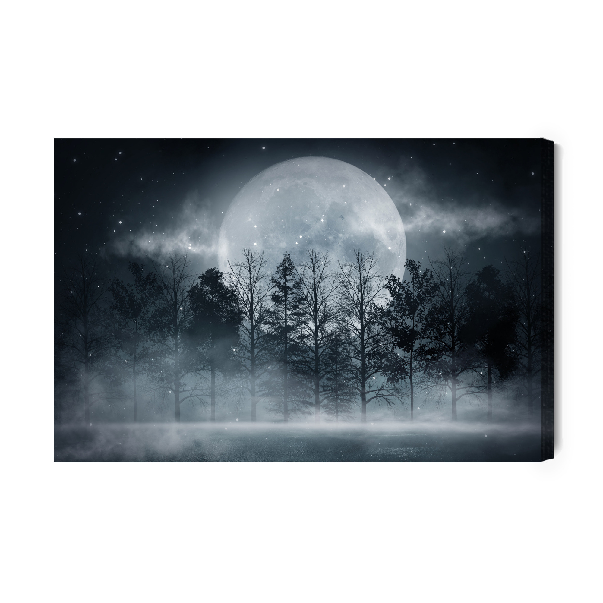Night Moon over the Forest – Mysterious Modern Canvas Wall Art for Living Room and Bedroom - Image 2