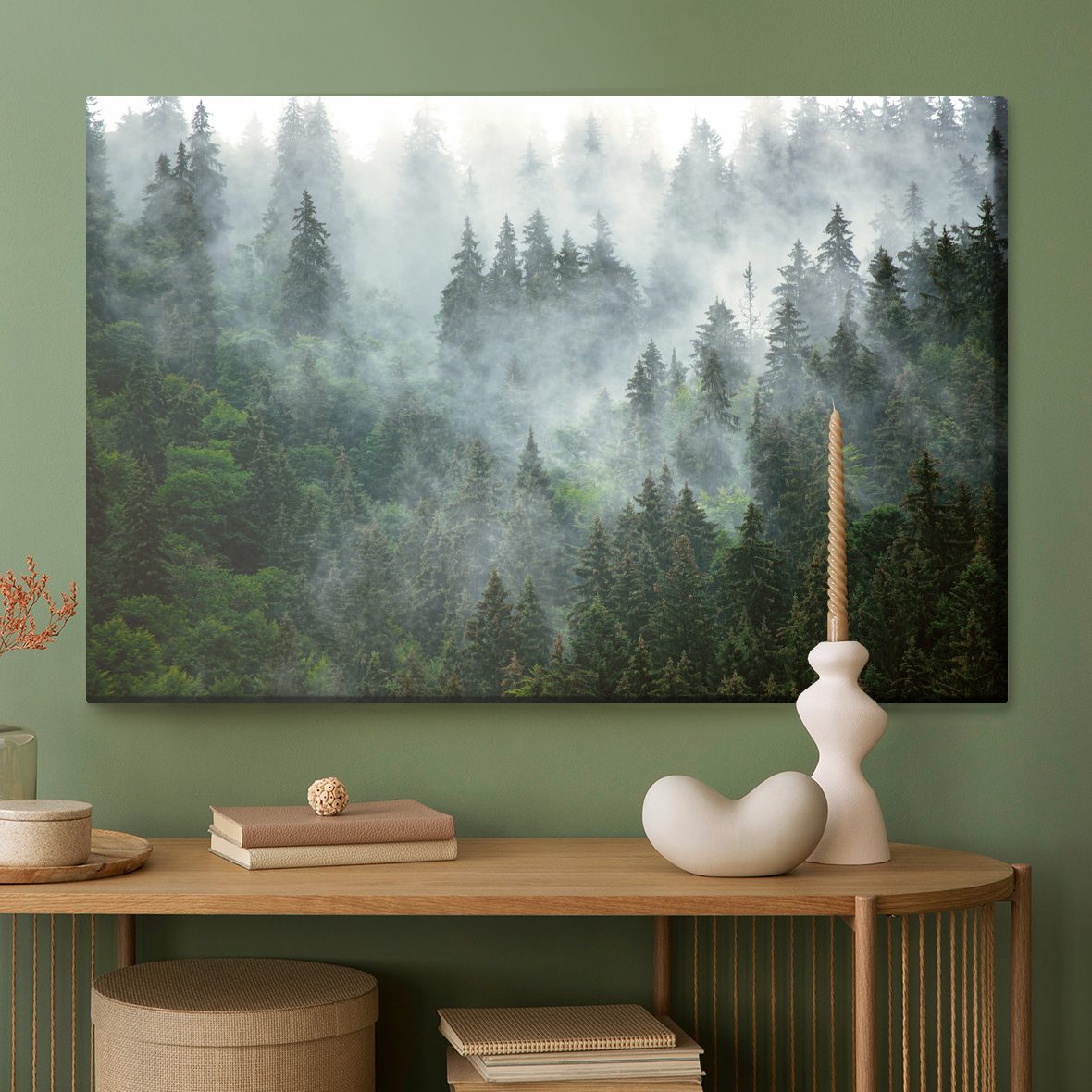 Forest Mist at Dawn – Modern Canvas Wall Art for Living Room and Bedroom
