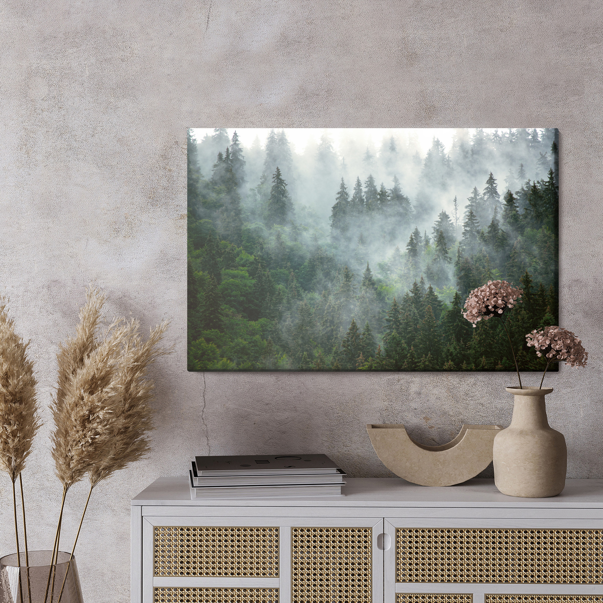 Forest Mist at Dawn – Modern Canvas Wall Art for Living Room and Bedroom - Image 3