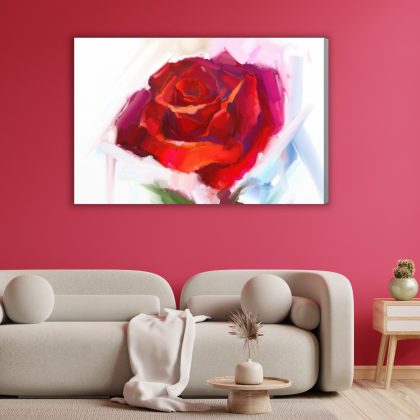 Canvas print modern red rose painting