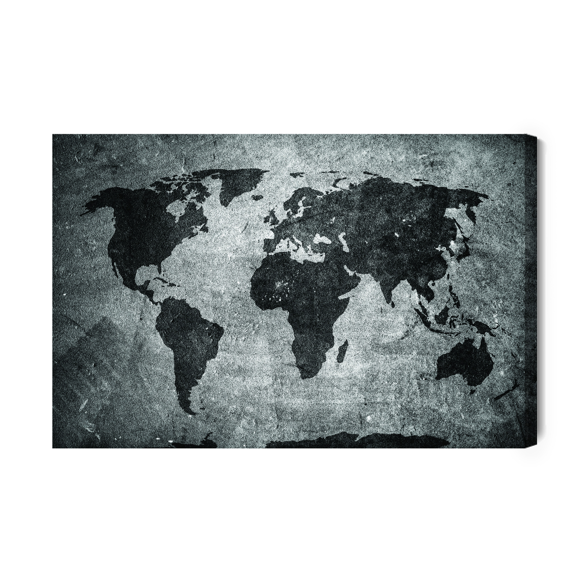 Black and white world map canvas industrial style - Image 2