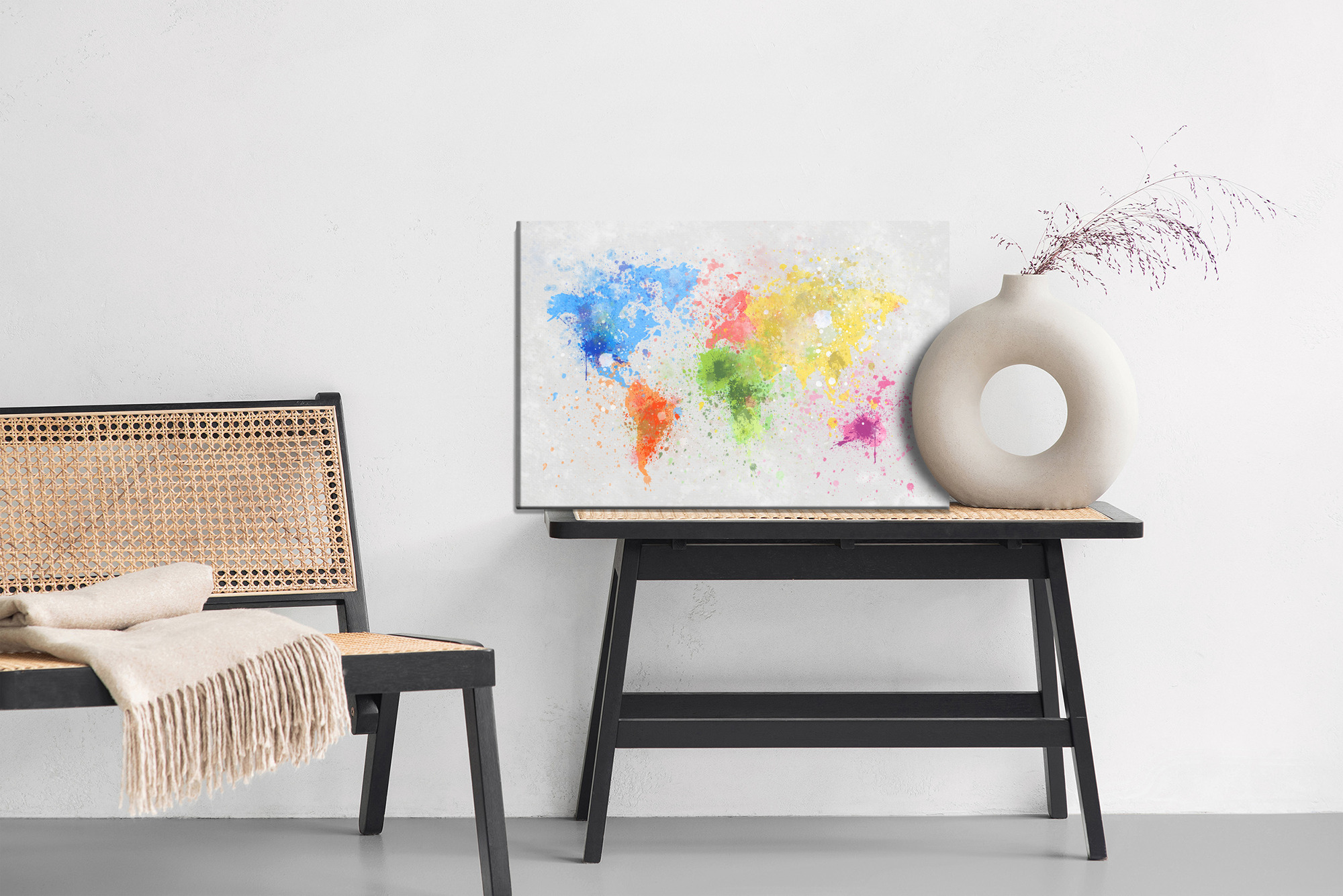 Colorful world map canvas in watercolor style - Image 7