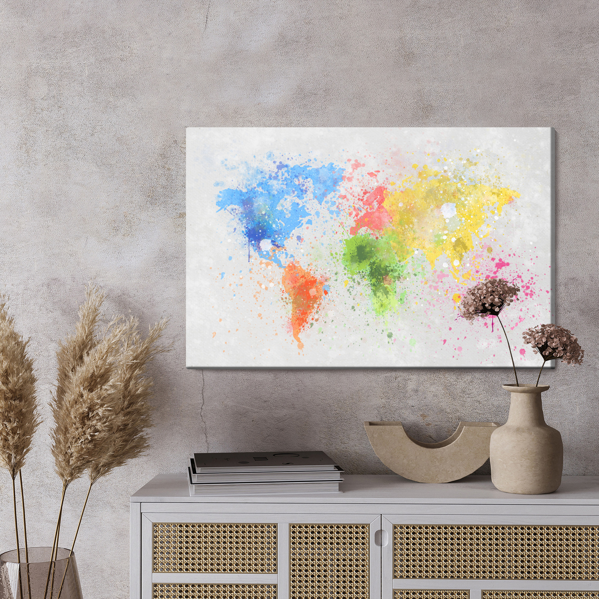 Colorful world map canvas in watercolor style - Image 4