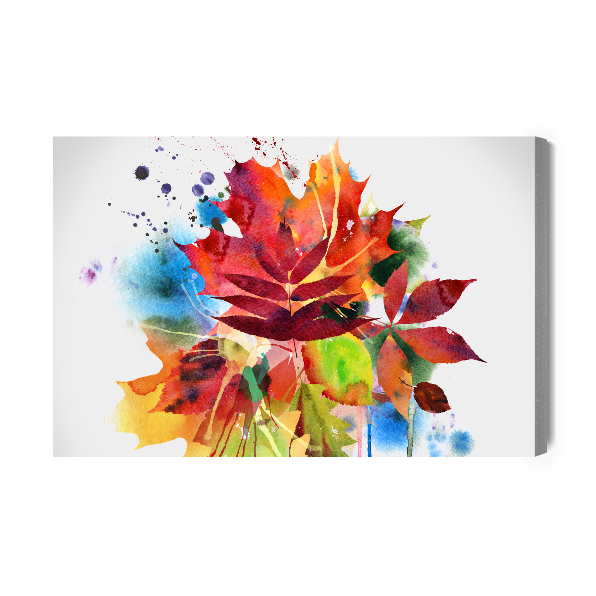 Modern canvas wall art: Colorful watercolor leaves – energetic decoration for the living room and bedroom - Image 2