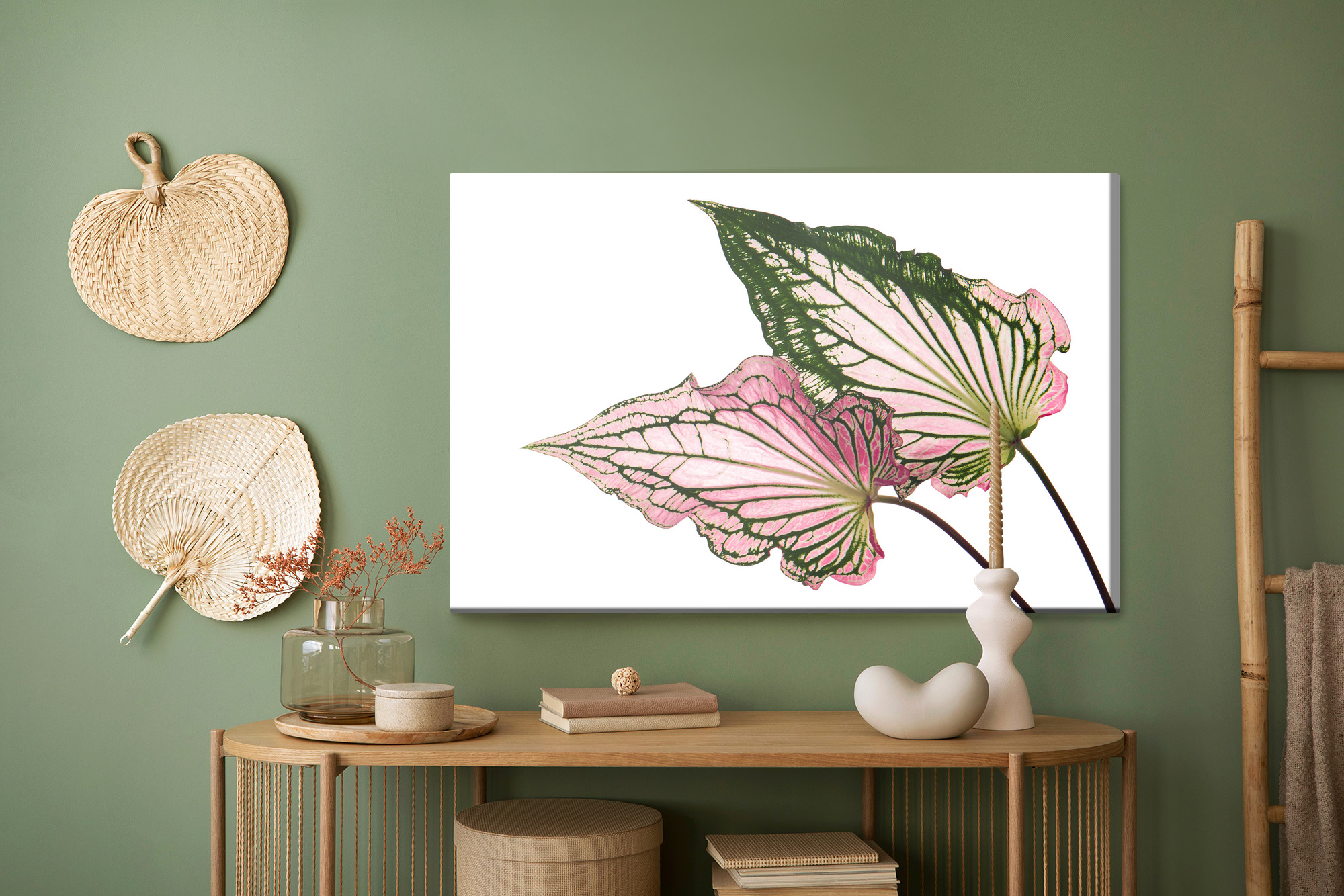 Modern Canvas Print: Pink and Green Leaves – Perfect for the Living Room - Image 5