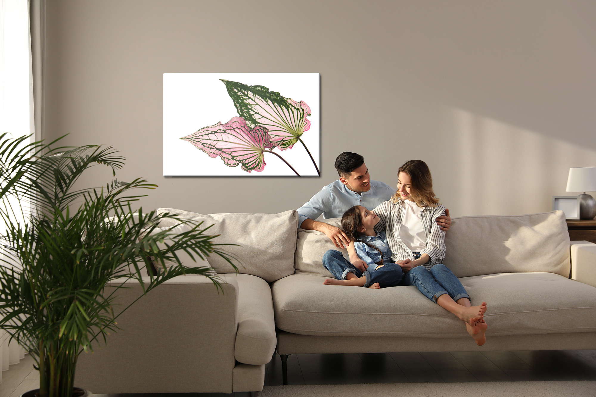Modern Canvas Print: Pink and Green Leaves – Perfect for the Living Room - Image 7