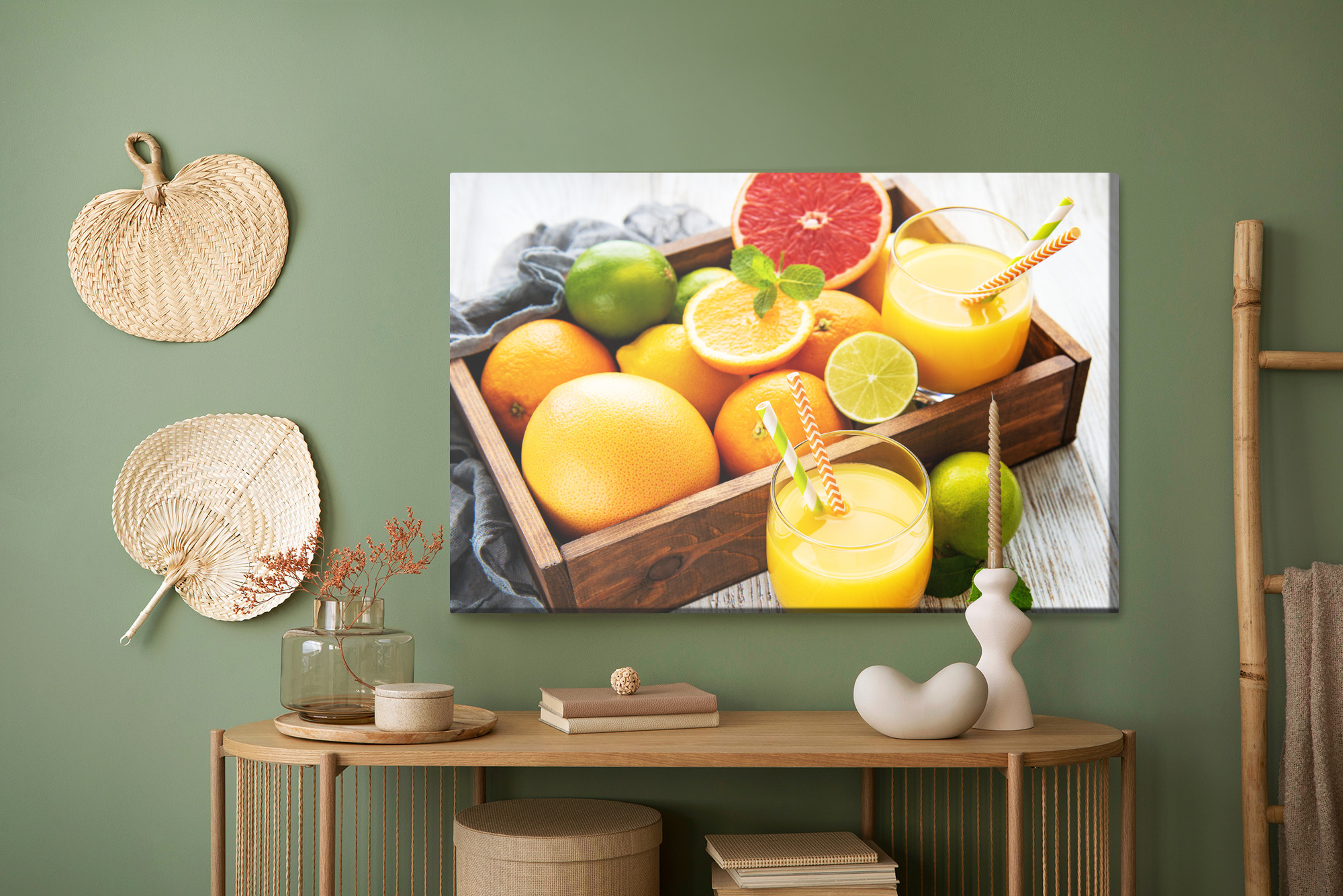 Juicy Citrus in a Wooden Crate – Colourful Canvas Print for the Kitchen - Image 7