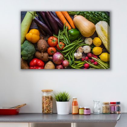 Colorful Vegetables on Wood Fresh Canvas Print