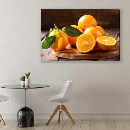 Oranges on a wooden board, canvas wall art
