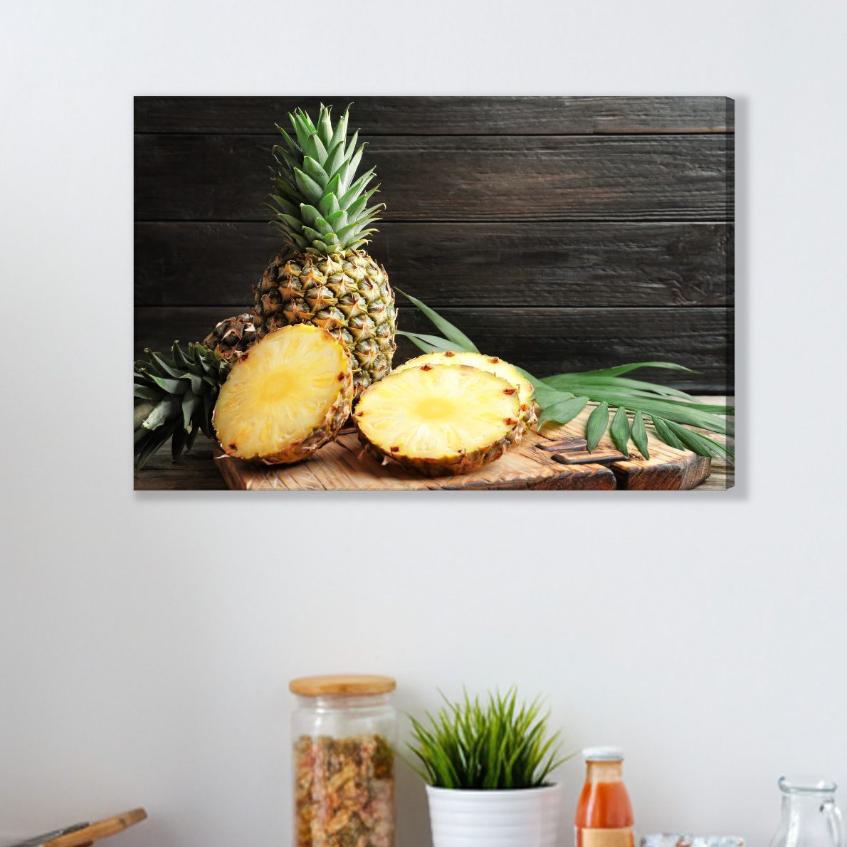 Juicy pineapple in the kitchen – canvas print