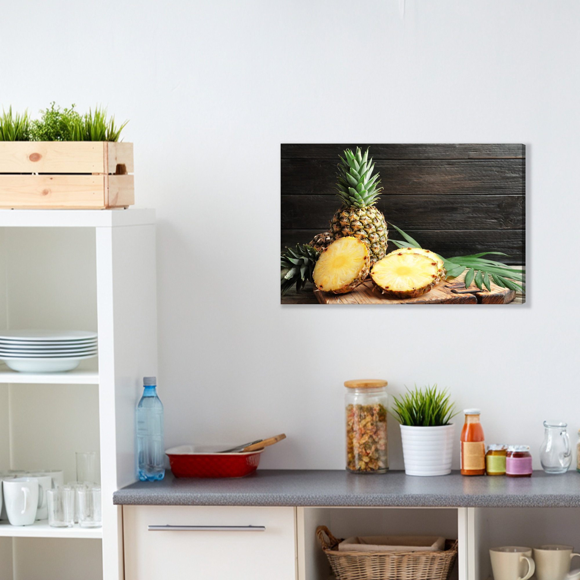 Juicy pineapple in the kitchen – canvas print - Image 3