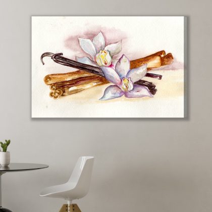 Canvas print vanilla and cinnamon with flowers
