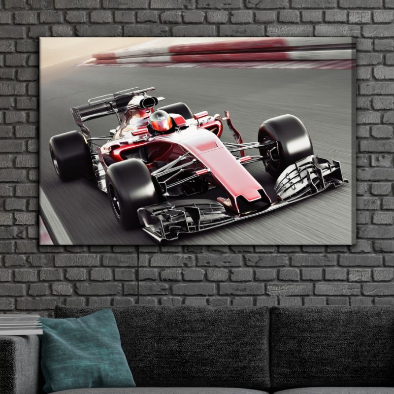 Canvas Wall Art: Racing F1 Car in Action – Speed and Energy for Your Interior