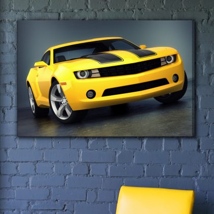 Canvas Art: Yellow Sports Car – Power, Style and Energy