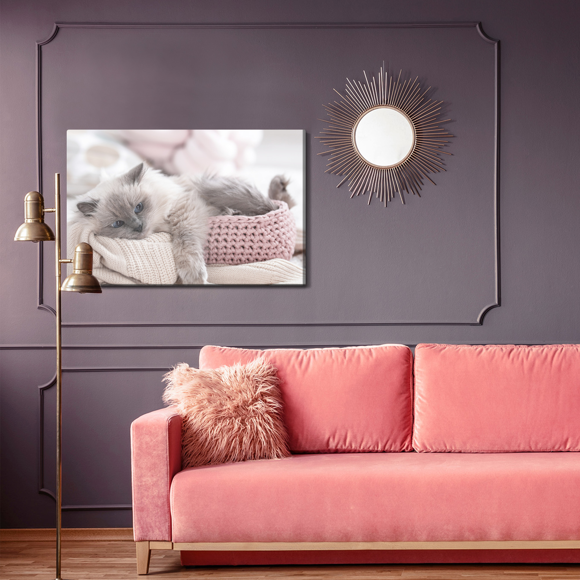 Canvas print cute kitten in pastels for living room - Image 5