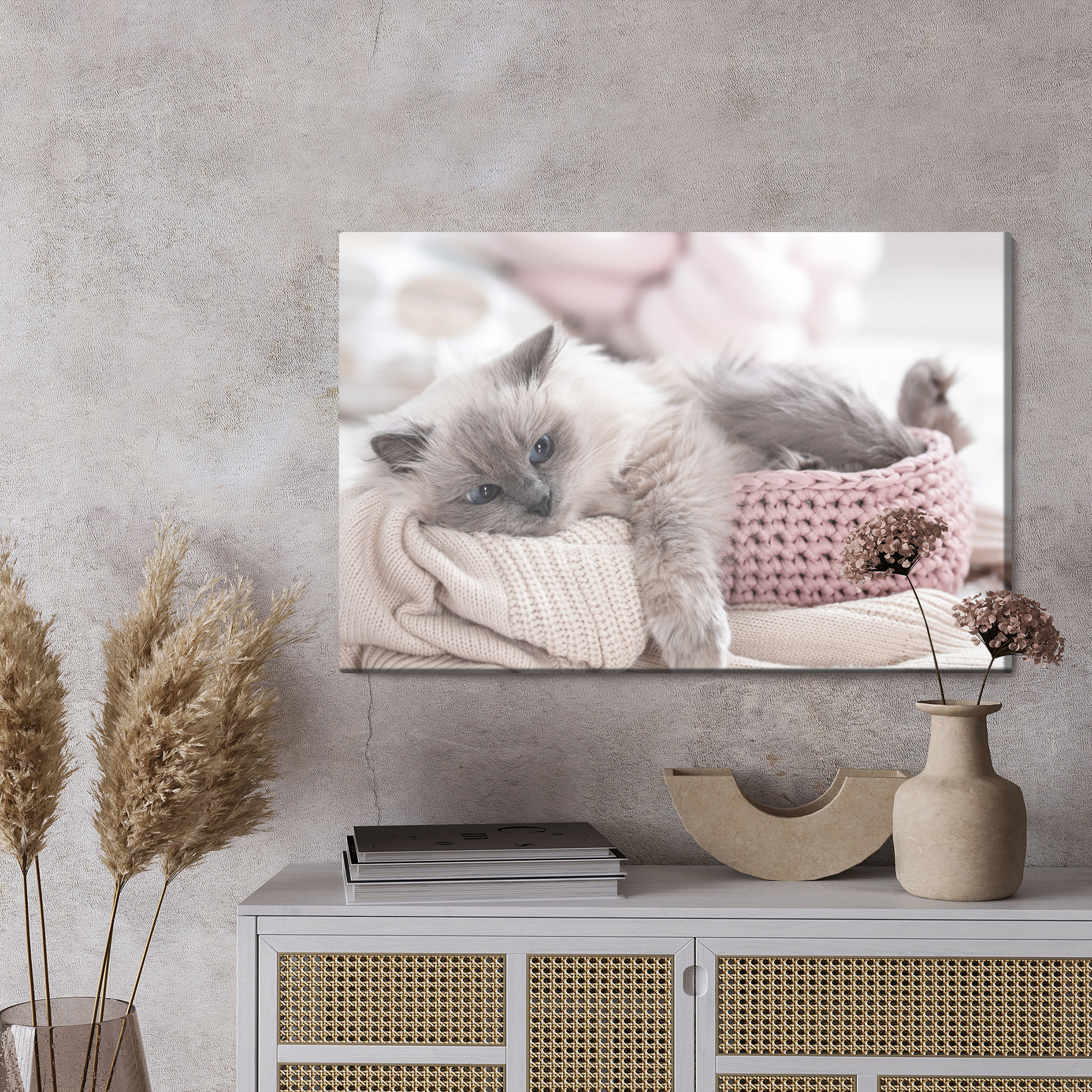 Canvas print cute kitten in pastels for living room - Image 4