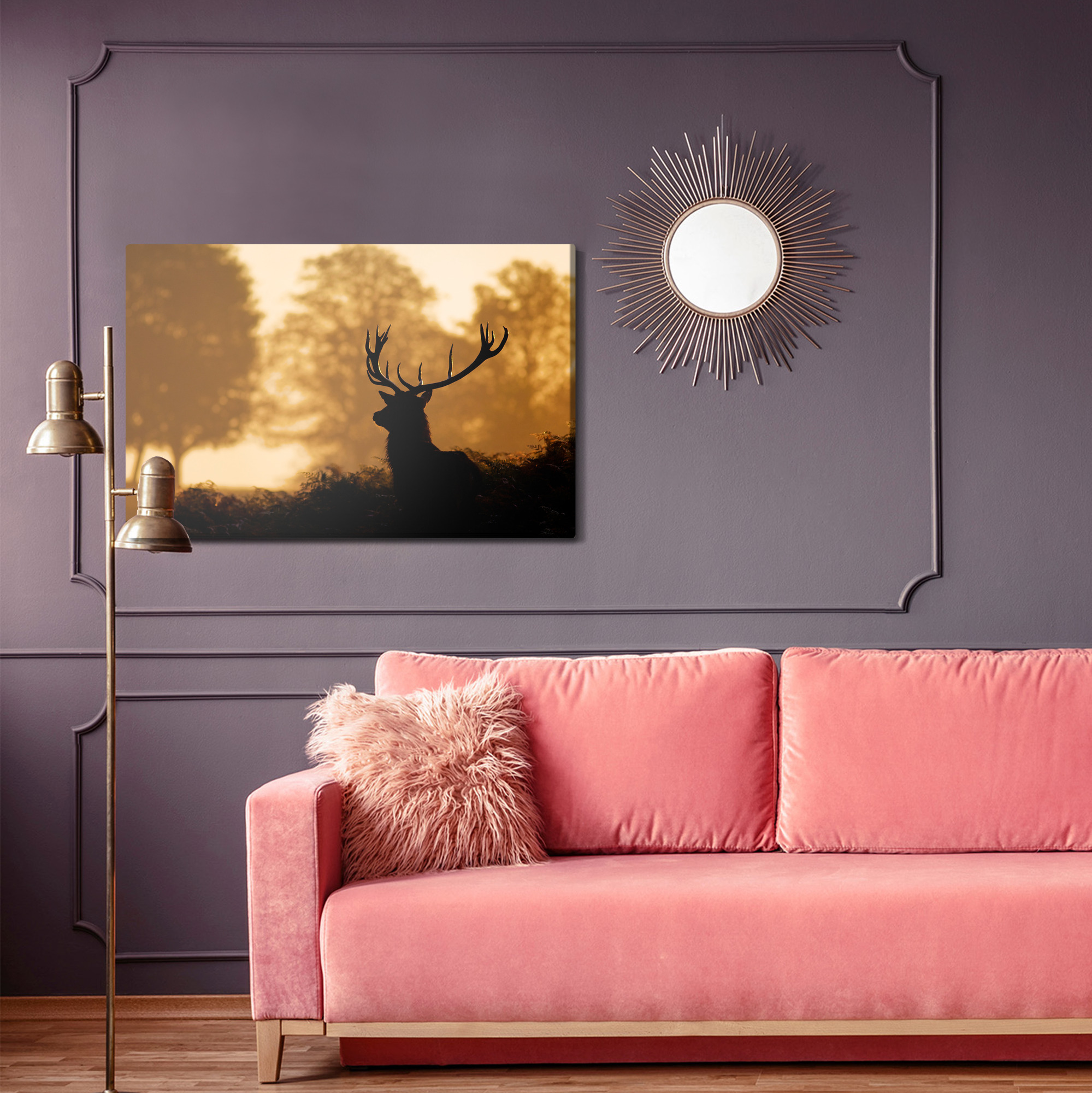 Canvas wall art: Deer silhouette at sunset – mood for the living room - Image 4