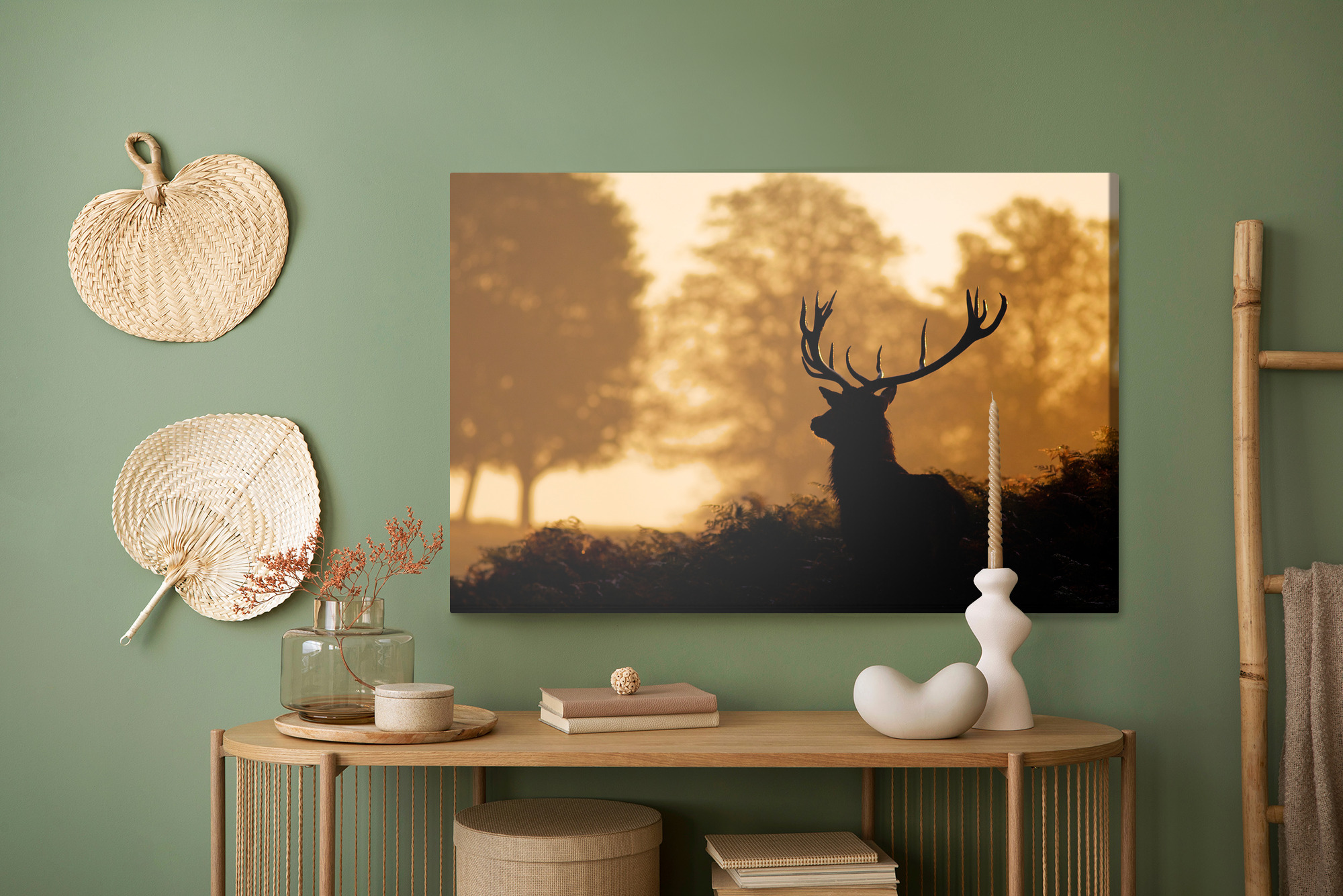 Canvas wall art: Deer silhouette at sunset – mood for the living room - Image 5