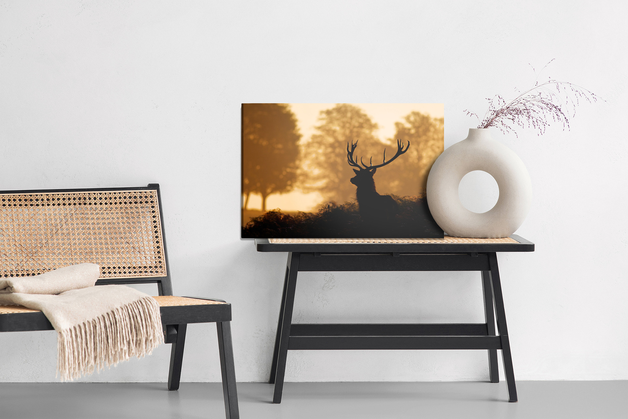 Canvas wall art: Deer silhouette at sunset – mood for the living room - Image 6