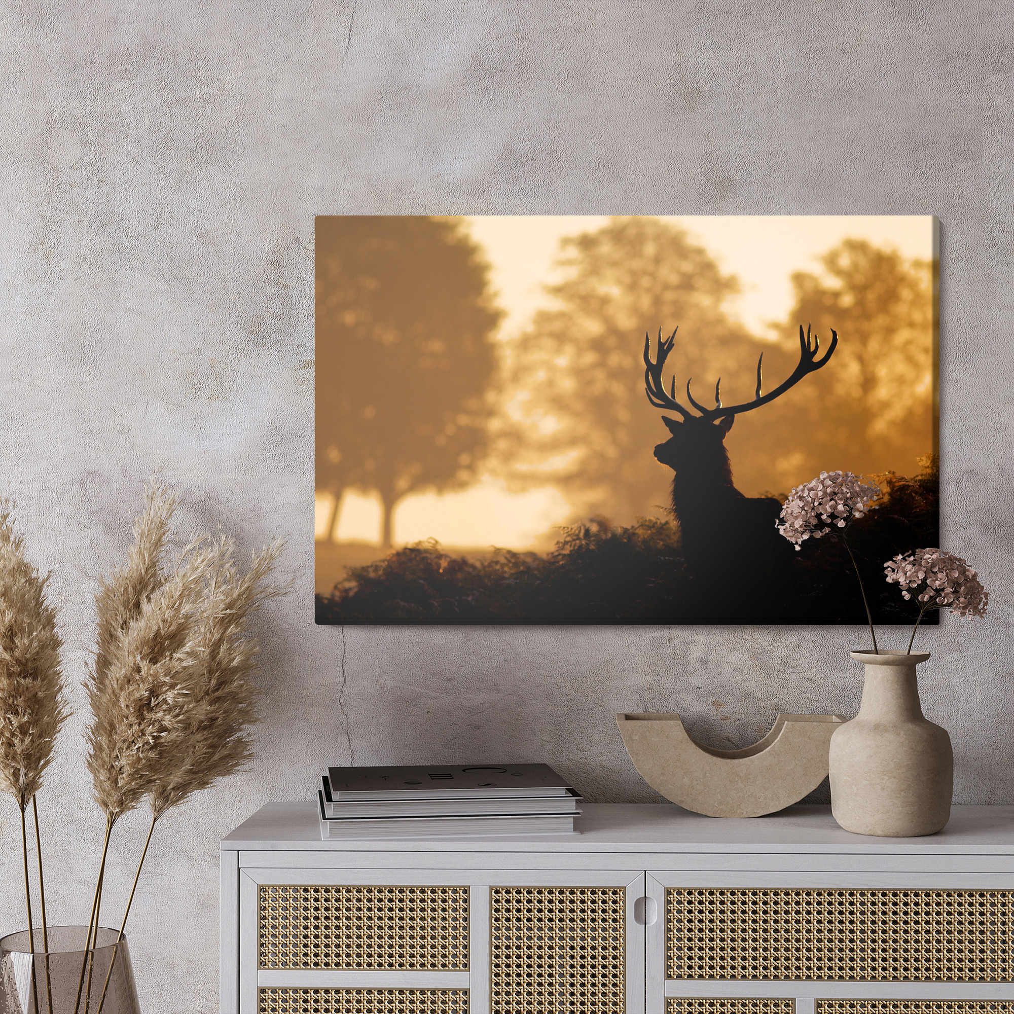 Canvas wall art: Deer silhouette at sunset – mood for the living room - Image 3