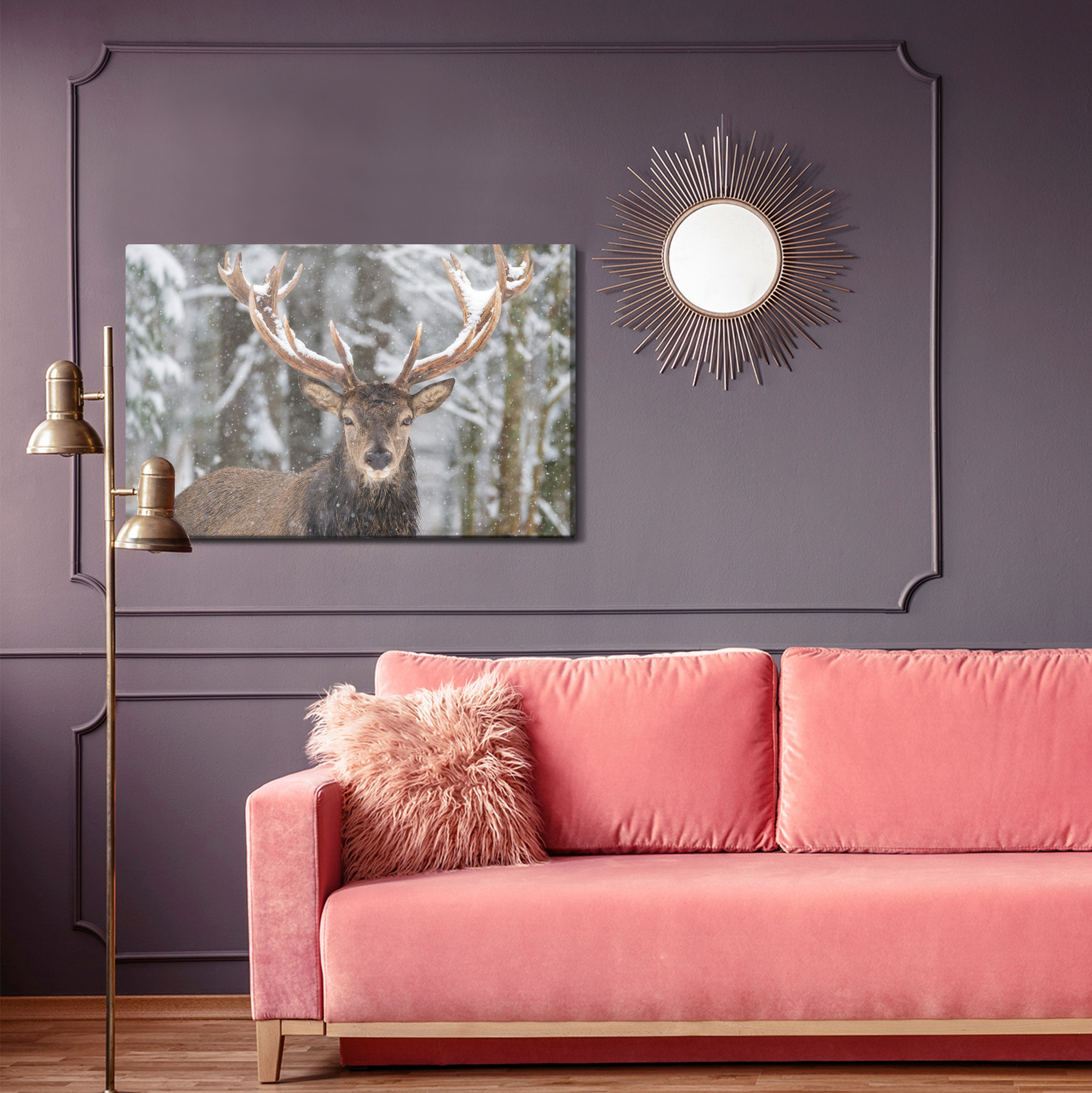 Forest canvas wall art: Deer in winter scenery – elegant living room decor - Image 5